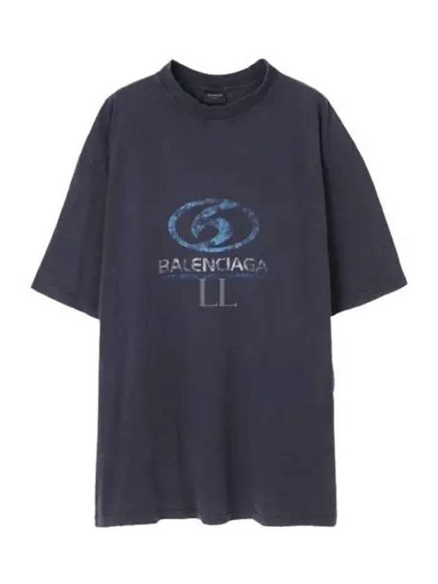 Surfer Medium Fit Short Sleeve T-Shirt Navy - BALENCIAGA - BALAAN 2