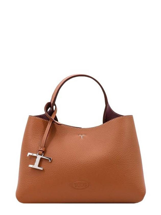 Logo Charm Leather Micro Tote Bag Brown - TOD'S - BALAAN 1