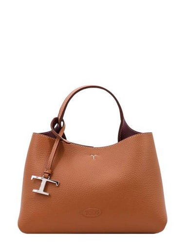 Logo Charm Leather Micro Tote Bag Brown - TOD'S - BALAAN 1