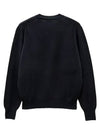 Heart Embroidered Logo Crew Neck Knit Top Black - AMI - BALAAN 6