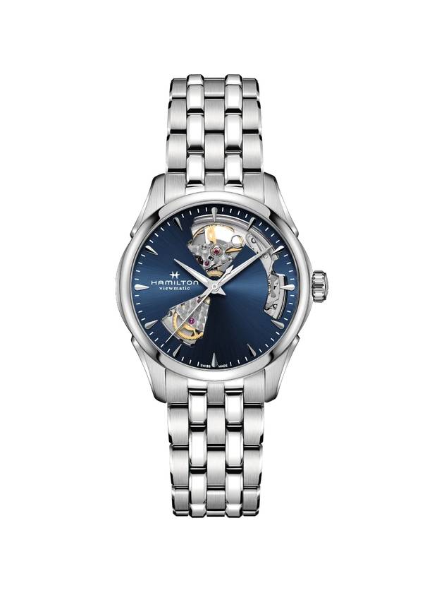 Women's Jazzmaster Open Heart Metal Watch Blue Silver - HAMILTON - BALAAN 1