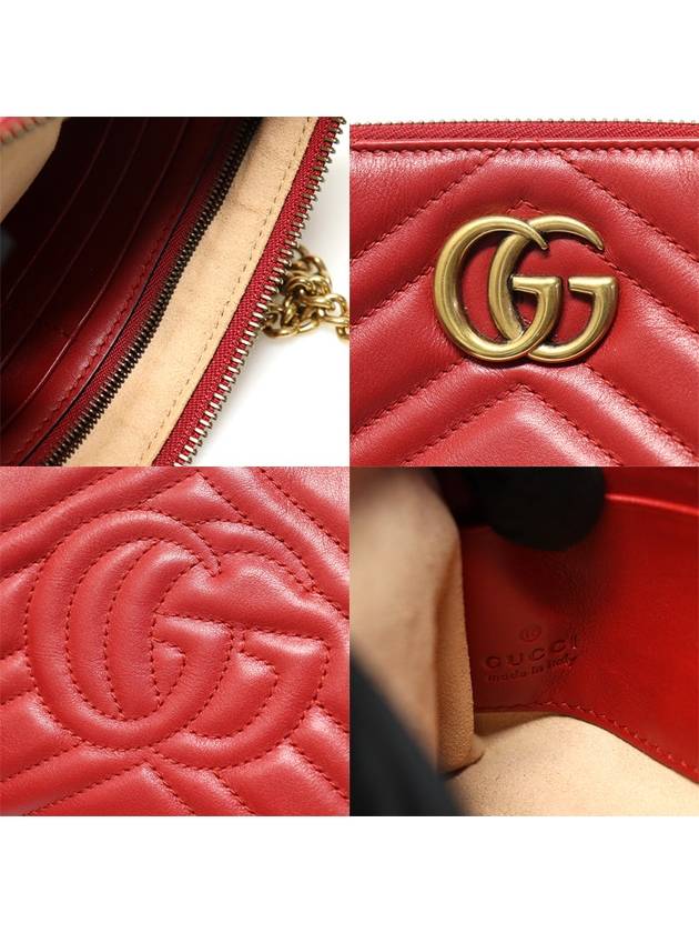 443447 Red matelass gold chain GG Marmont mini cross bag - GUCCI - BALAAN 7