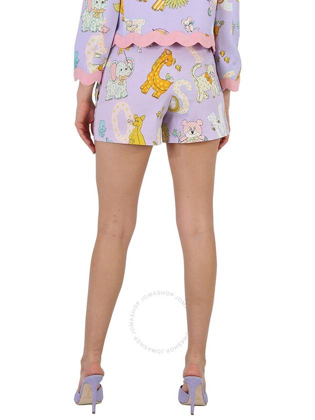 Moschino Ladies Purple All Over Logo Circus Print Shorts, Brand Size 38 (US Size 4) - MOSCHINO - BALAAN 3