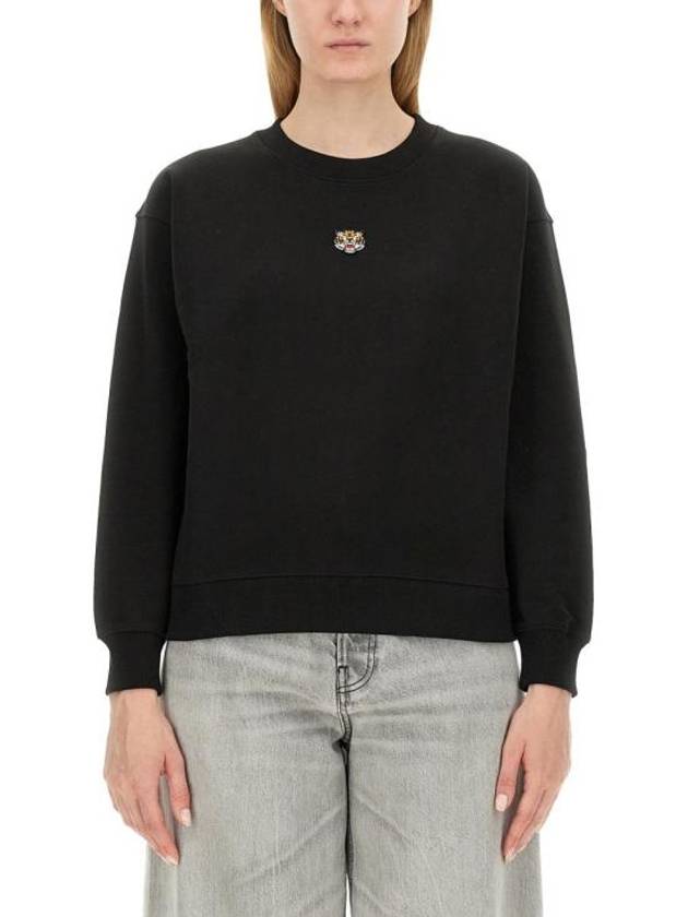 Lucky Tiger Embroidery Crew Neck Sweatshirt Black - KENZO - BALAAN 1