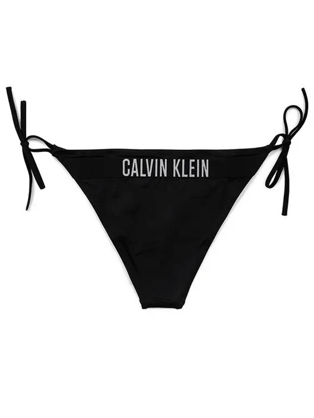 String Side Tie Cheeky Bikini Slip Black - CALVIN KLEIN - BALAAN 3