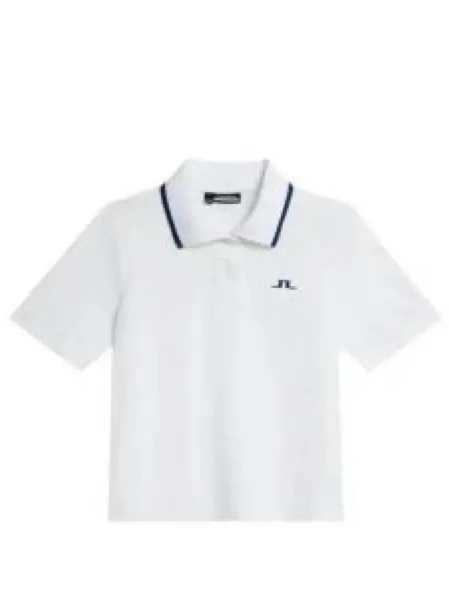 Carina Jacquard Cropped Polo Shirt White - J.LINDEBERG - BALAAN 2