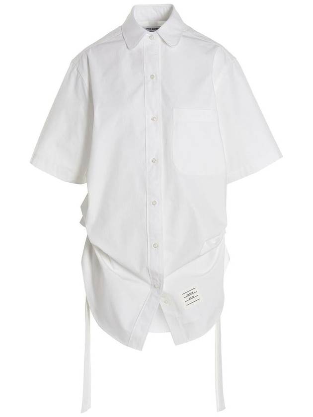 Heavy Poplin Super Size Mini Shirt Short Dress White - THOM BROWNE - BALAAN 2