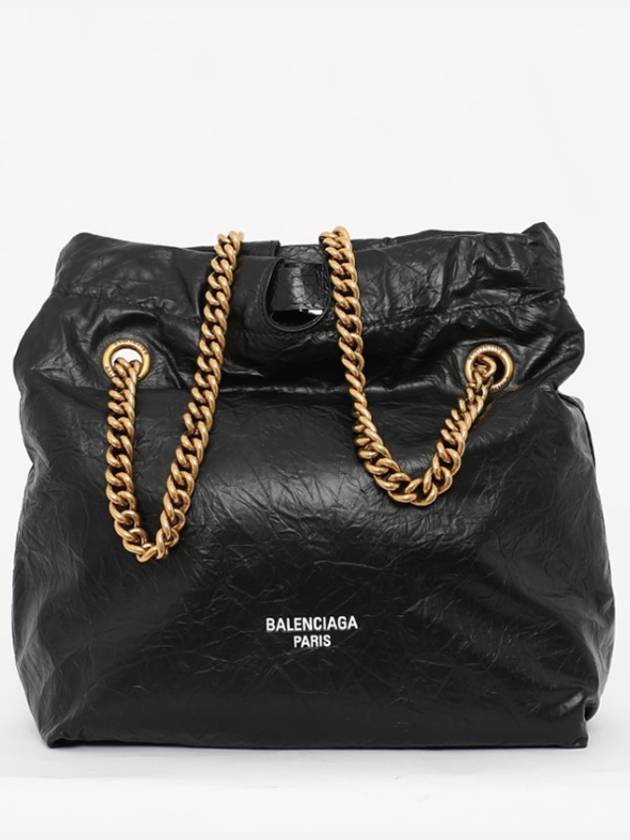 Crush Small Leather Shoulder Bag Black - BALENCIAGA - BALAAN 3