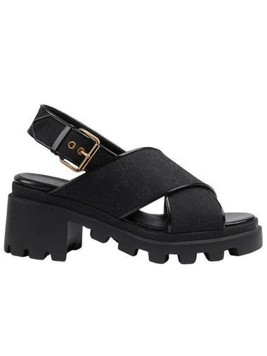 Monogram Print Open Toe Sandals Black - GUCCI - BALAAN 1