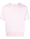 Waffle 4 Bar Armband Short Sleeve T-Shirt Pink - THOM BROWNE - BALAAN 1