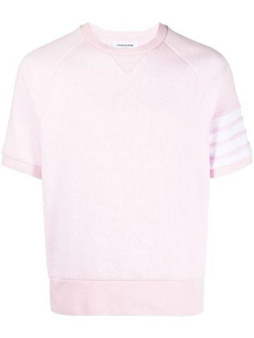 Waffle 4 Bar Armband Short Sleeve T-Shirt Pink - THOM BROWNE - BALAAN 1