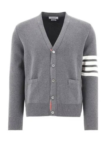 Milano Stitch 4-Bar Cardigan Medium Grey - THOM BROWNE - BALAAN 2