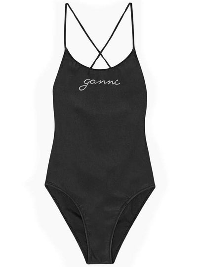 Tie String One-Piece Swimsuit Black - GANNI - BALAAN 2