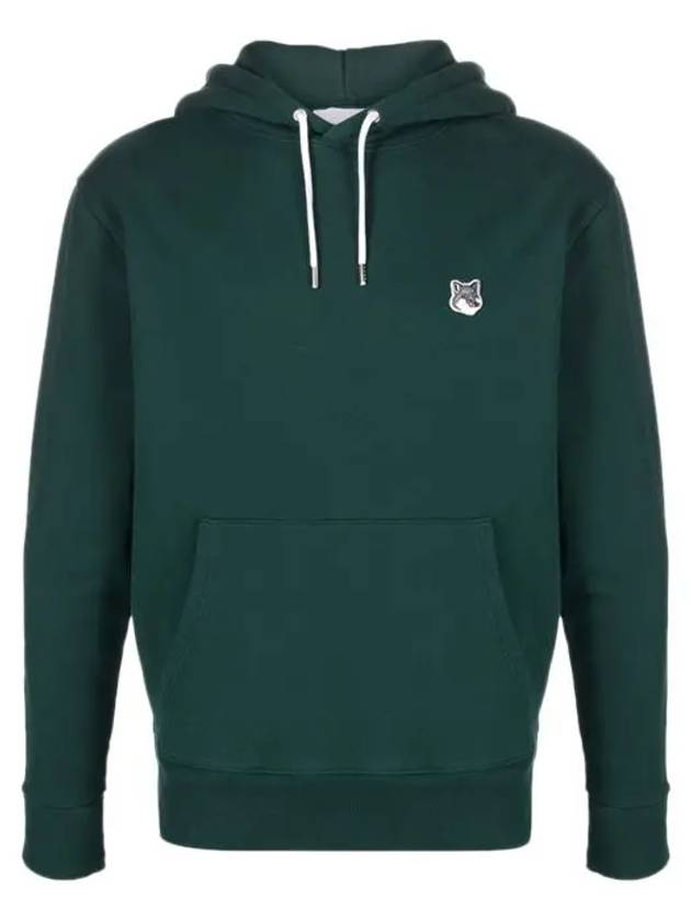 Men's Grey Fox Head Patch Classic Cotton Hoodie Dark Green - MAISON KITSUNE - BALAAN 3