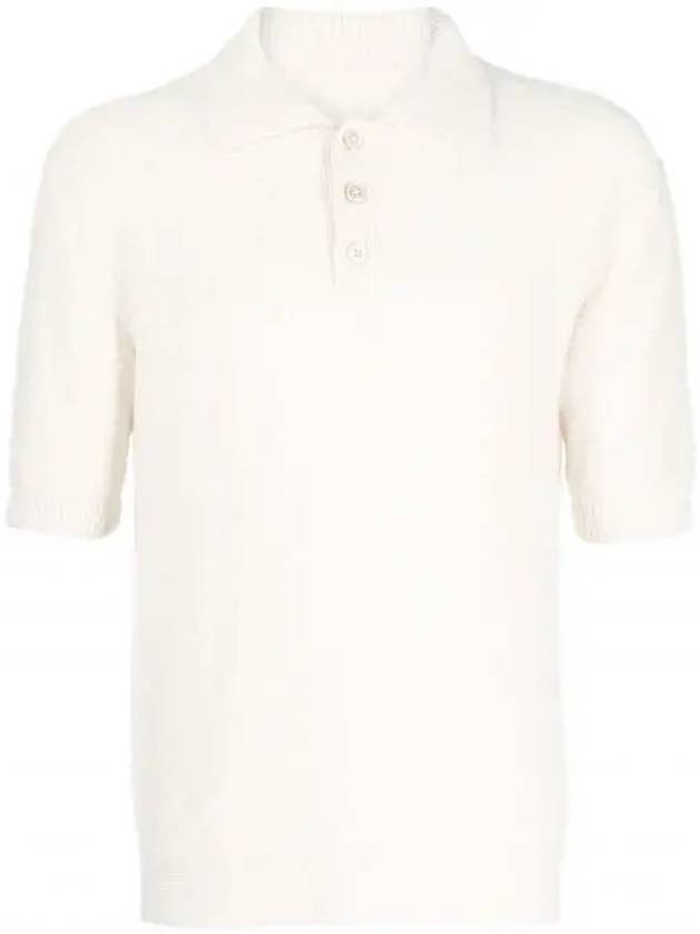 Back Stitch Wool Polo Knit Top Off White - MAISON MARGIELA - BALAAN 2