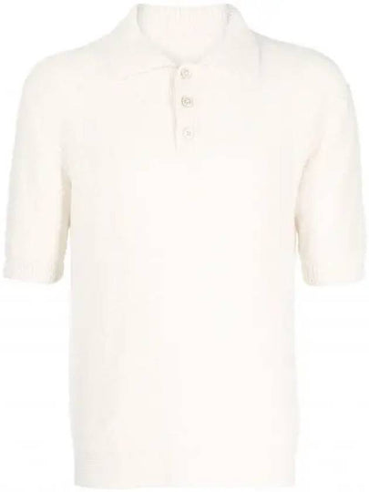 Back Stitch Wool Polo Knit Top Off White - MAISON MARGIELA - BALAAN 2