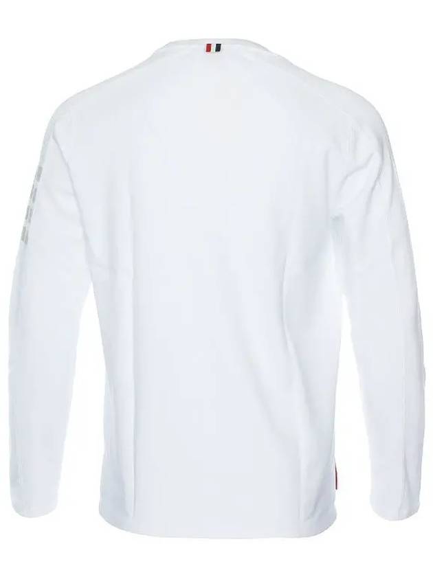 4-Bar Striped Cotton Long Sleeve T-Shirt White - THOM BROWNE - BALAAN 3