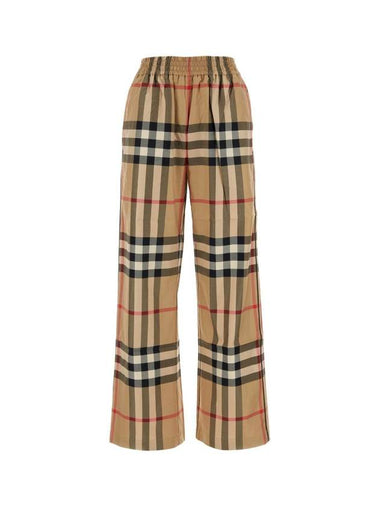 Check Cotton Straight Pants Beige - BURBERRY - BALAAN 1