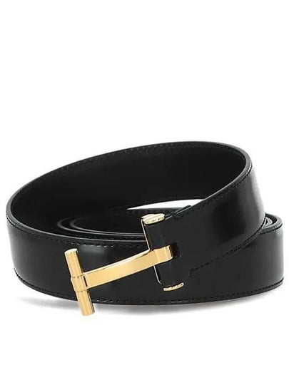 Logo Buckle Leather Belt Black - TOM FORD - BALAAN 2