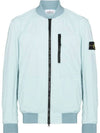 Men's Nylon Logo Bomber Jacket Aqua - STONE ISLAND - BALAAN.