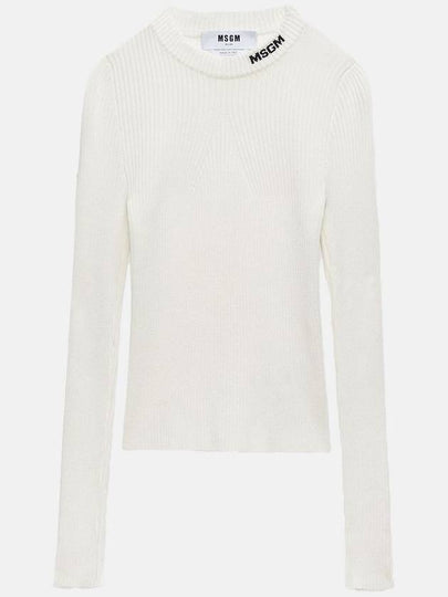 Stretch Ribbed Viscose Knit Top White - MSGM - BALAAN 2