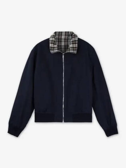 Checked Reversible Cotton Jacket Brown Navy - BOTTEGA VENETA - BALAAN 2