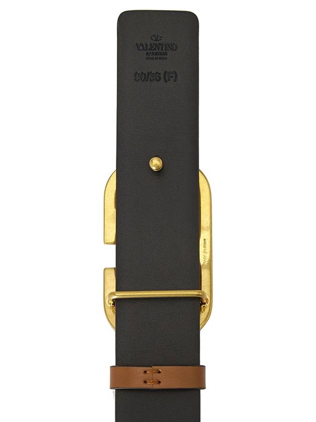 Signature V Logo Leather Belt Brown - VALENTINO - BALAAN.