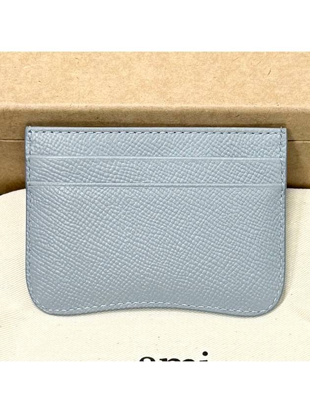 Heart Logo Plaque Leather Card Wallet Clay Blue - AMI - BALAAN 5