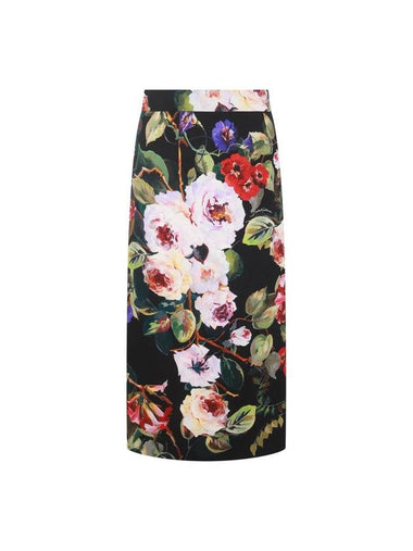 All-Over Floral Patterned Midi A-Line Skirt - DOLCE&GABBANA - BALAAN 1