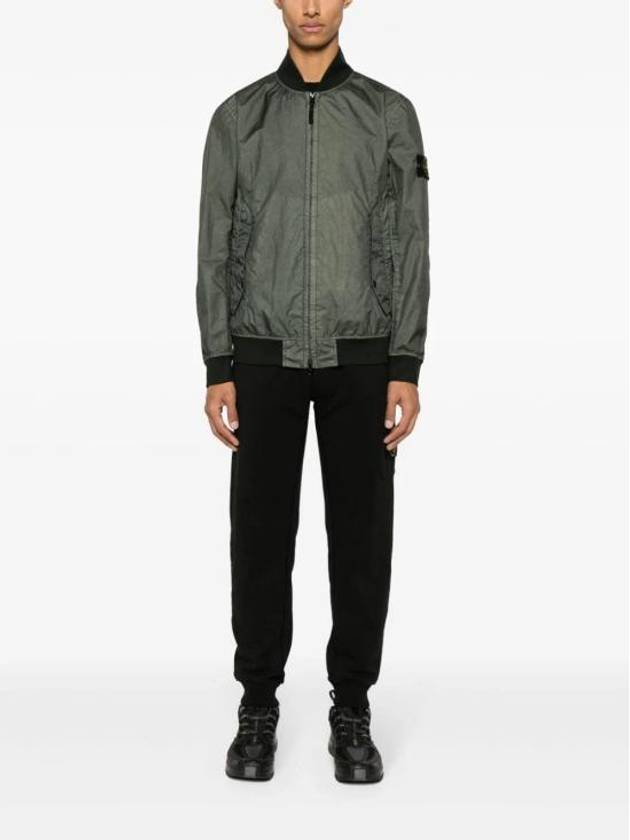 Men's Wappen Patch Zip-Up Bomber Jacket Green - STONE ISLAND - BALAAN 3