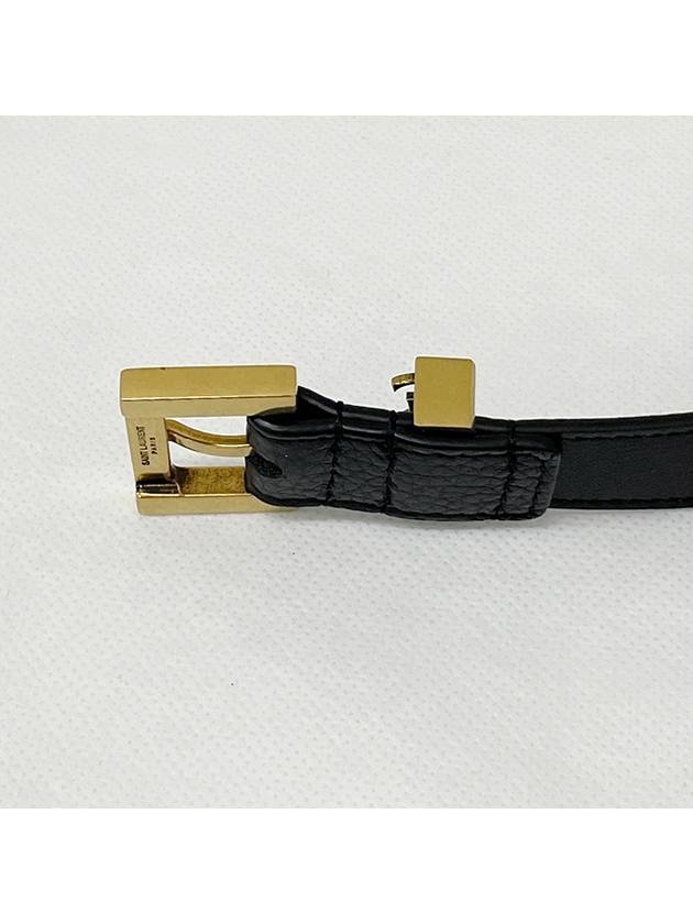 Monogram Buckle Grain Leather Belt Black - SAINT LAURENT - BALAAN 10