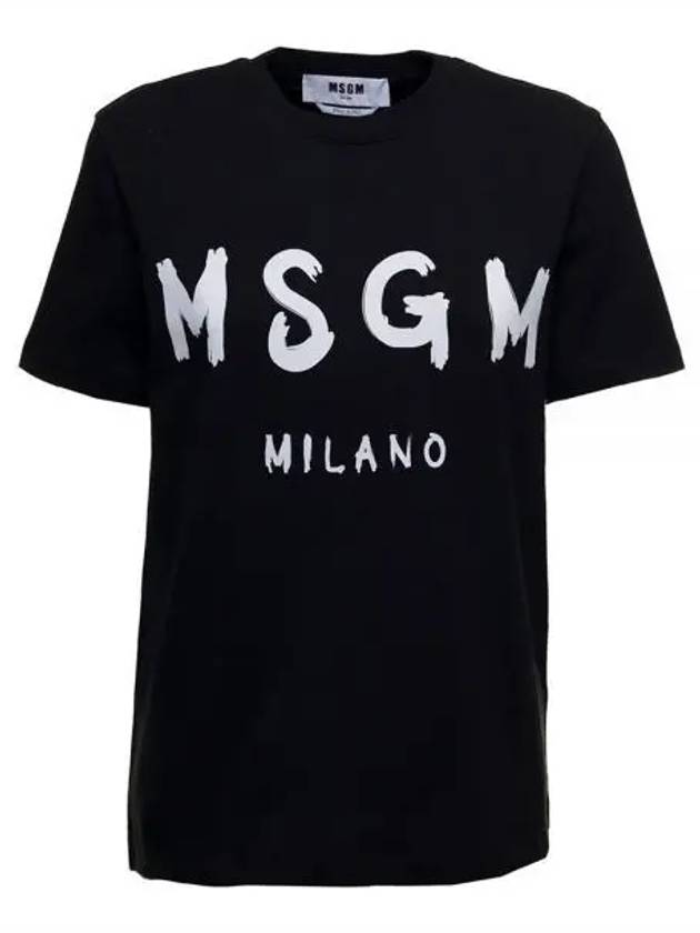 Brushed Logo Short Sleeve T-Shirt Black - MSGM - BALAAN 2