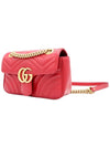 Women s Gucci 446744 Red Matelasse Chevron Leather GG Marmont Mini Gold Chain Cross Bag gt Gangbuk used luxury goods - GUCCI - BALAAN 4