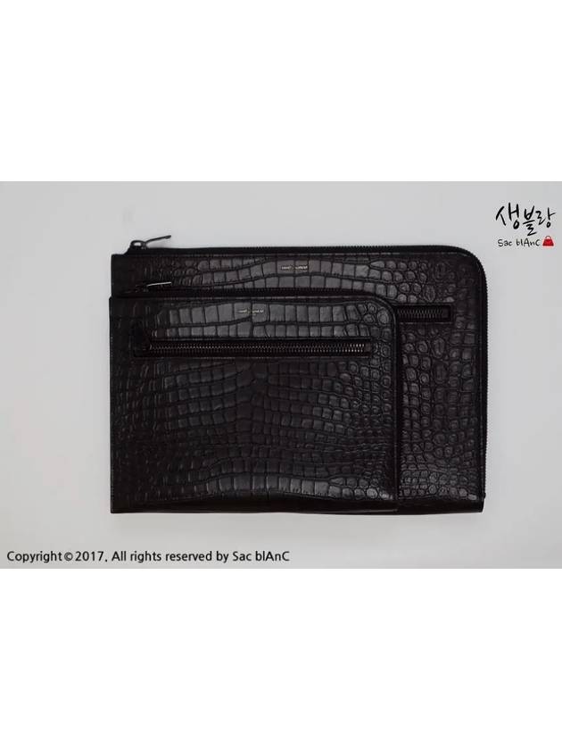 Multizip Tablet Holder_Crocodile Black 479964 - SAINT LAURENT - BALAAN 3