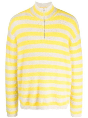 High Neck Striped Long Sleeve T-Shirt Yellow - SUNNEI - BALAAN 1