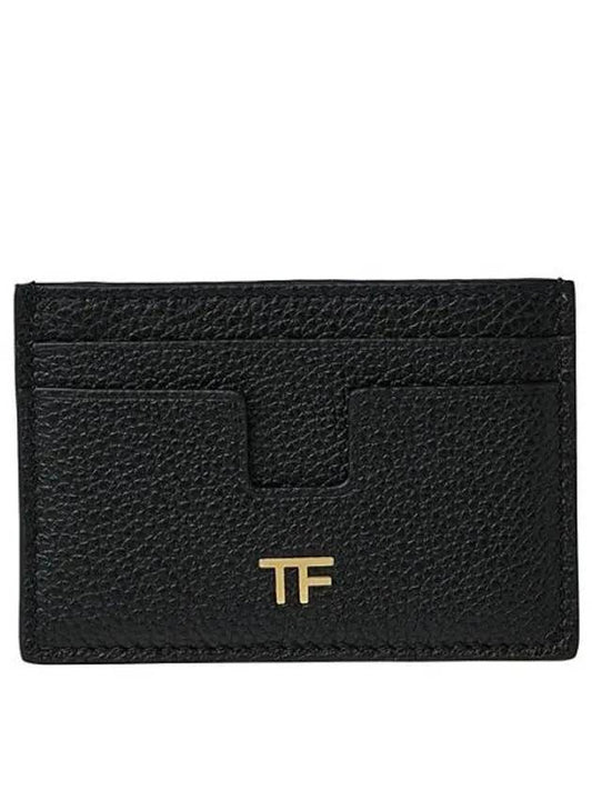 gold-plated TF logo two-tier card wallet black - TOM FORD - BALAAN 2