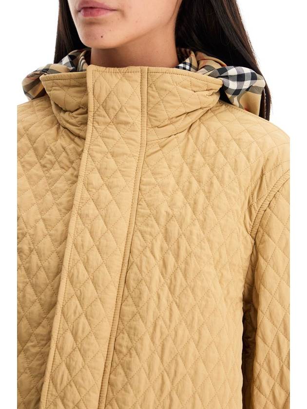 Check Hooded Quilted Jacket Beige - BURBERRY - BALAAN 5