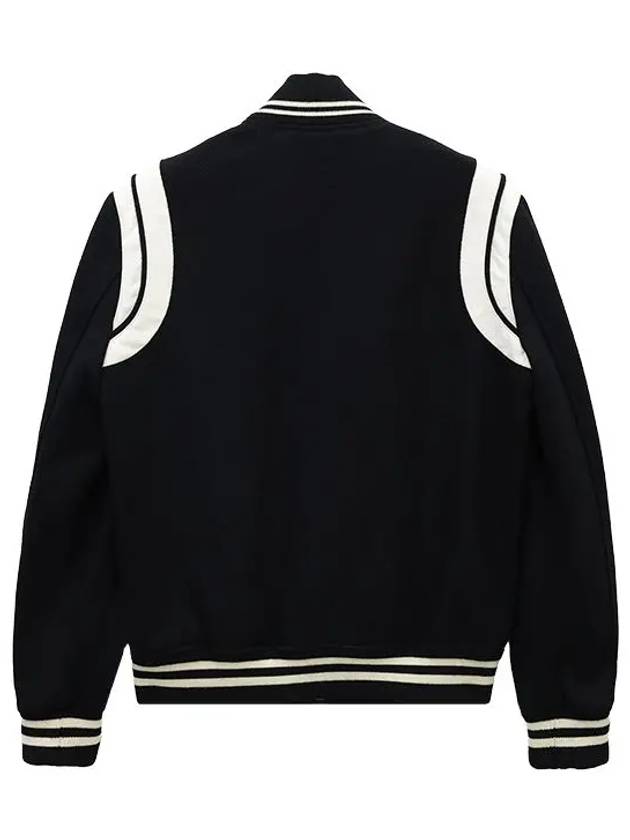 Teddy Bomber Jacket in Wool Black White - SAINT LAURENT - BALAAN 8