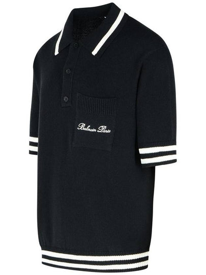 Balmain 'Signature' Black Cotton Blend Polo Shirt - BALMAIN - BALAAN 2