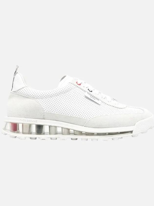 Women Vitello Calf Tech Runner Clear Sole Low Top Sneakers White - THOM BROWNE - BALAAN 4