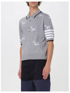 Hector Diagonal Virgin Wool Short Sleeve Polo Shirt Grey - THOM BROWNE - BALAAN 5