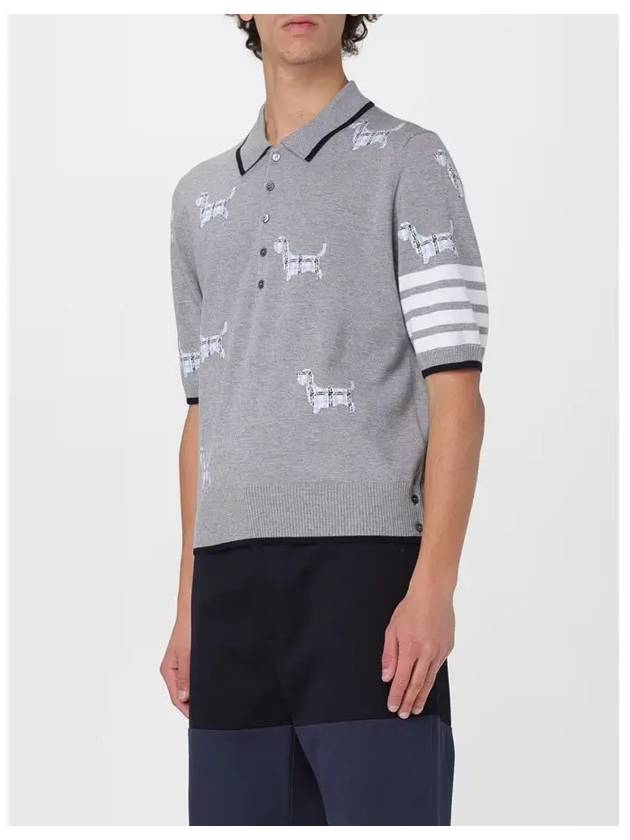 Hector Diagonal Virgin Wool Short Sleeve Polo Shirt Grey - THOM BROWNE - BALAAN 5