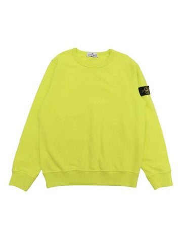 Kids Wappen Patch Organic Cotton Fleece Sweatshirt Fluorescent Green - STONE ISLAND - BALAAN 1