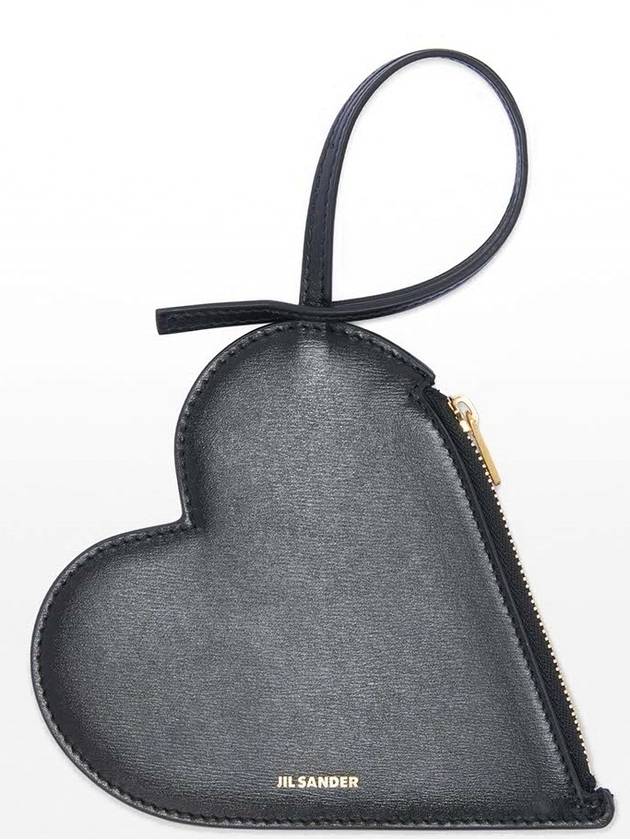 Embossed Logo Heart Stamp Calfskin Pouch Bag Black - JIL SANDER - BALAAN 2