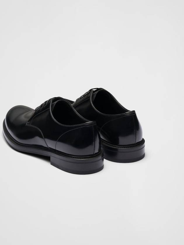 Brushed Leather Lace-Up Loafers Black - PRADA - BALAAN 5