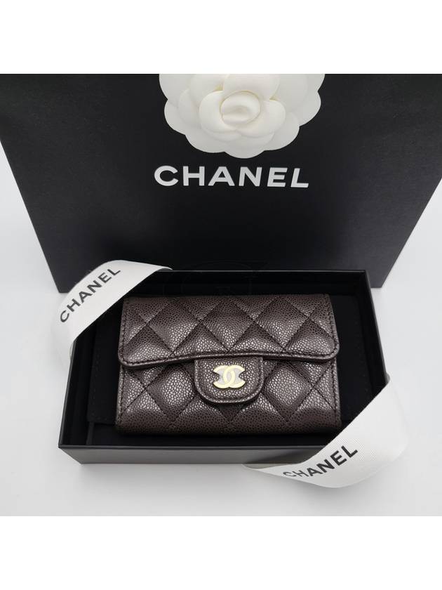 Classic flap wallet snap card dark brown gold AP0214 - CHANEL - BALAAN 2