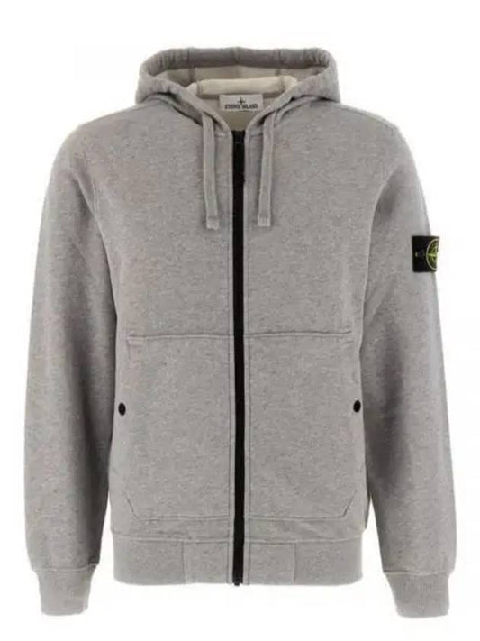 Wappen Patch Cotton Zip Up Hoodie Melange Grey - STONE ISLAND - BALAAN 2