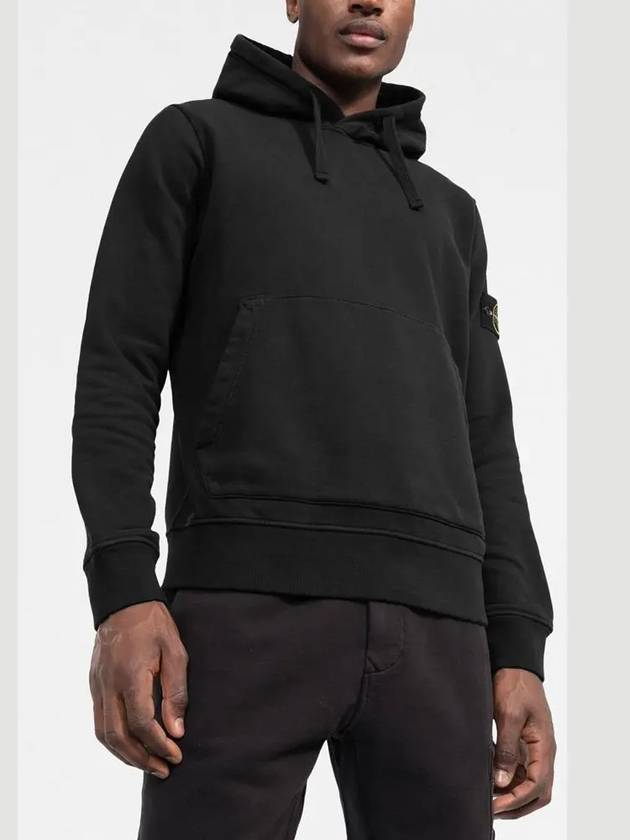 Wappen Patch Cotton Fleece Hoodie Black - STONE ISLAND - BALAAN 3