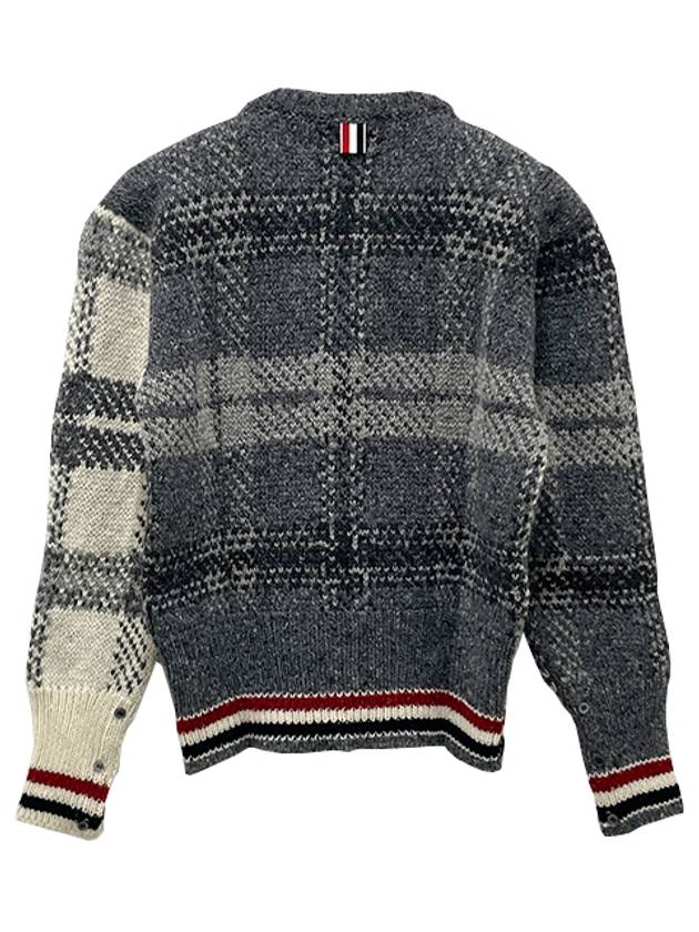 Tartan Check Jacquard Wool Mohair Knit Top Grey - THOM BROWNE - BALAAN 4