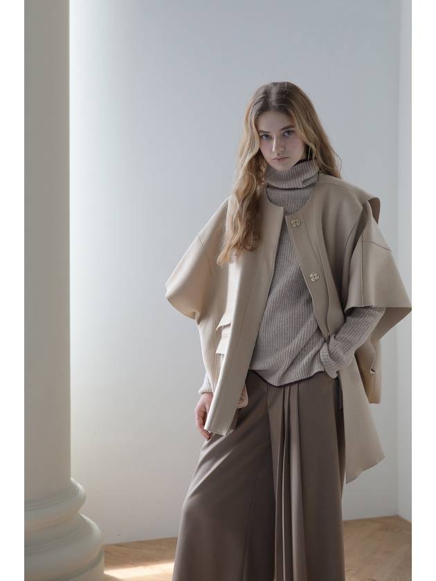 Drape Muffler Cashmere Cape Coat - CAHIERS - BALAAN 1